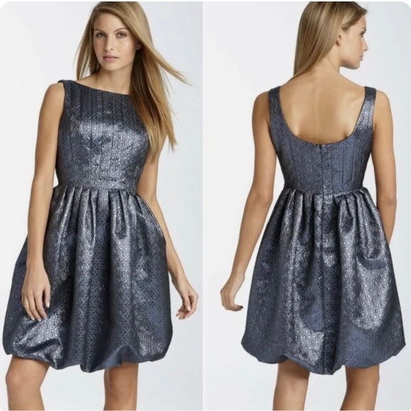 Maggy London Fancy Silver & Black Womens Cute Holiday Dress Size 12 - Picture 1 of 9